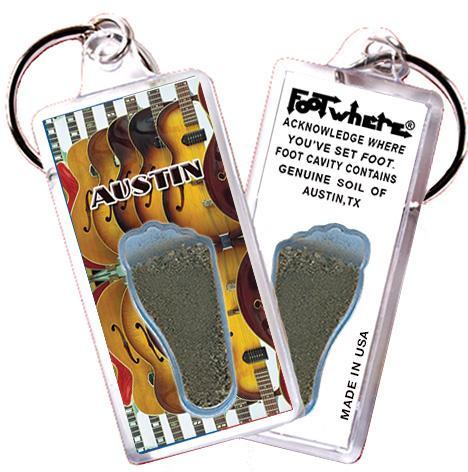 Austin FootWhere® Souvenir Keychain. Made in USA-FootWhere® Souvenirs