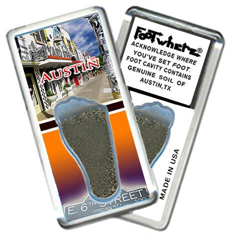 Austin FootWhere® Souvenir Fridge Magnets. 6 Piece Set. Made in USA-FootWhere® Souvenirs