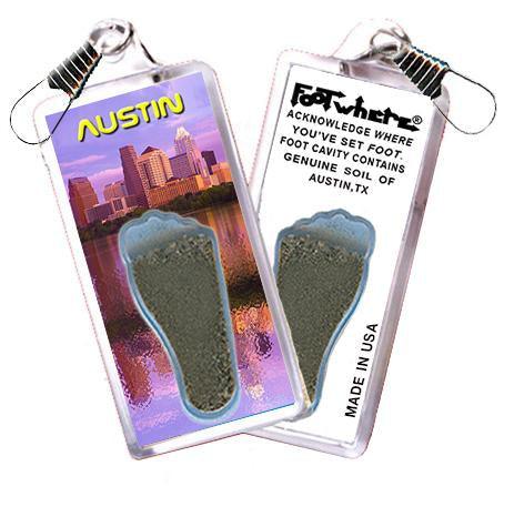 Austin FootWhere® Souvenir Zipper-Pull. Made in USA-FootWhere® Souvenirs