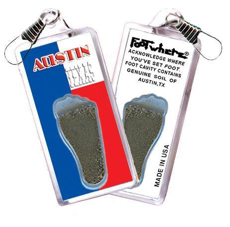 Austin FootWhere® Souvenir Zipper-Pull. Made in USA-FootWhere® Souvenirs