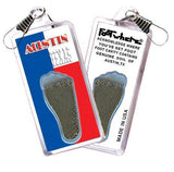 Austin FootWhere® Souvenir Zipper-Pull. Made in USA-FootWhere® Souvenirs
