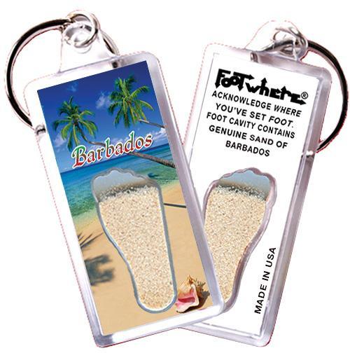 Barbados FootWhere® Souvenir Keychain. Made in USA-FootWhere® Souvenirs