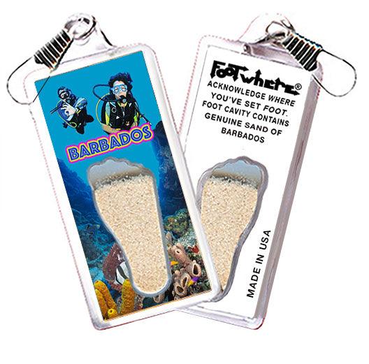 Barbados FootWhere® Souvenir Zipper-Pulls. 6 Piece Set. Made in USA-FootWhere® Souvenirs