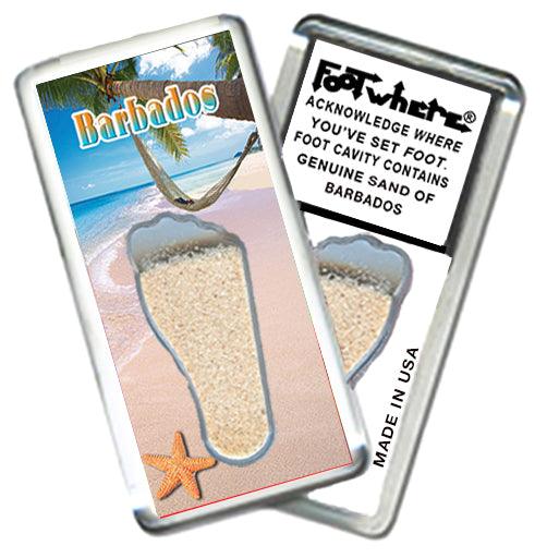 Barbados FootWhere® Souvenir Fridge Magnets. 6 Piece Set. Made in USA-FootWhere® Souvenirs