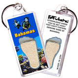 Bahamas FootWhere® Souvenir Keychains. 6 Piece Set. Made in USA-FootWhere® Souvenirs