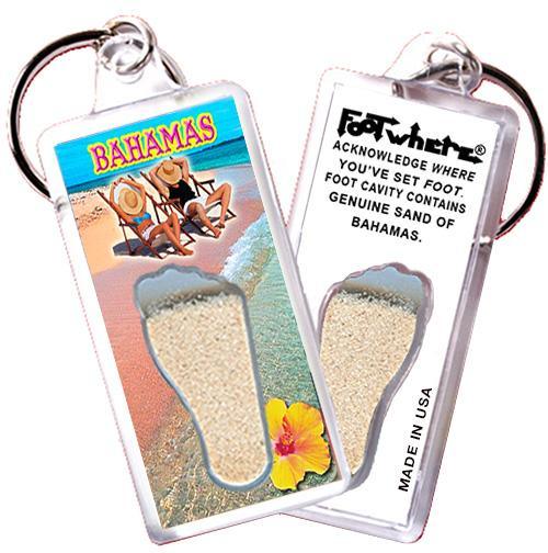 Bahamas FootWhere® Souvenir Keychain. Made in USA-FootWhere® Souvenirs