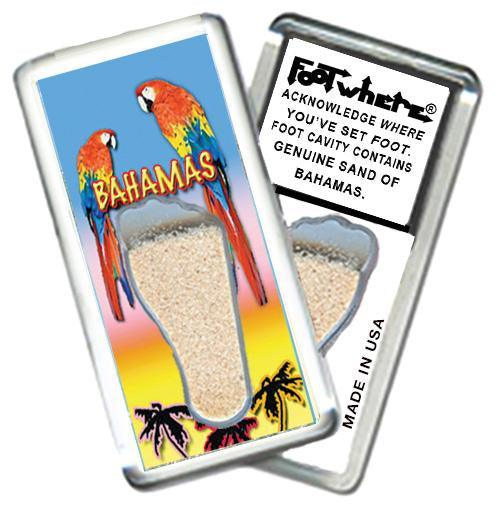 Bahamas FootWhere® Souvenir Fridge Magnet. Made in USA-FootWhere® Souvenirs