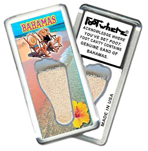 Bahamas FootWhere® Souvenir Fridge Magnets. 6 Piece Set. Made in USA-FootWhere® Souvenirs
