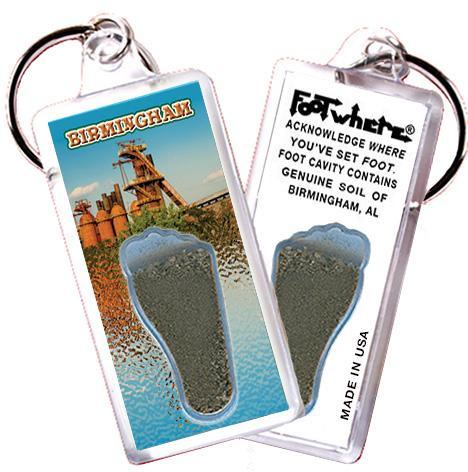 Birmingham, AL FootWhere® Souvenir Key Chain. Made in USA-FootWhere® Souvenirs