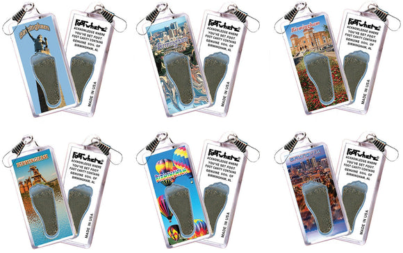 Birmingham FootWhere® Souvenir Zipper-Pulls. 6 Piece Set. Made in USA-FootWhere® Souvenirs