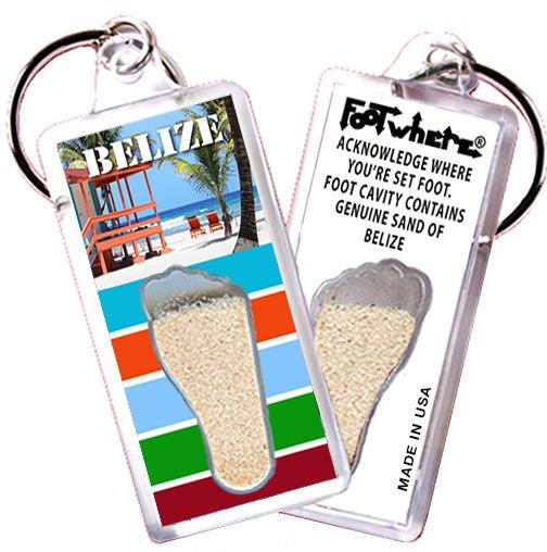 Belize FootWhere® Souvenir Keychain. Made in USA - FootWhere® Souvenir Shop