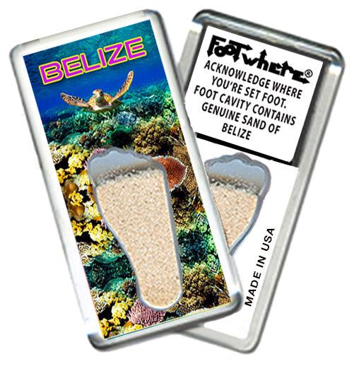 Belize FootWhere® Souvenir Fridge Magnets. 6 Piece Set. Made in USA - FootWhere® Souvenir Shop