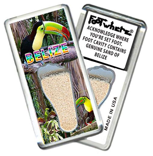 Belize FootWhere® Souvenir Fridge Magnets. 6 Piece Set. Made in USA - FootWhere® Souvenir Shop