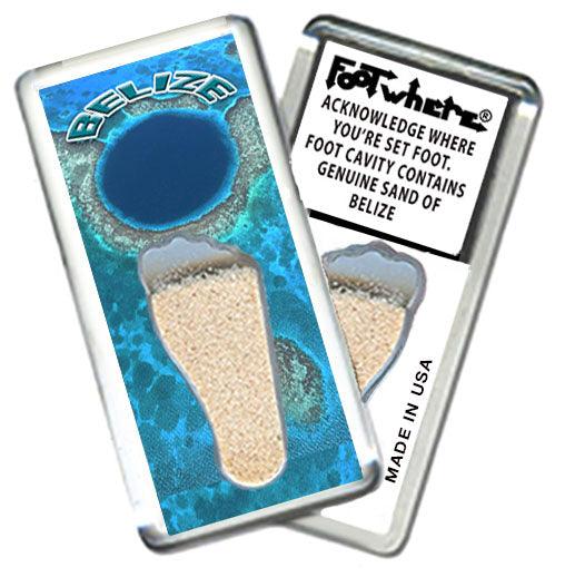 Belize FootWhere® Souvenir Fridge Magnet. Made in USA - FootWhere® Souvenir Shop