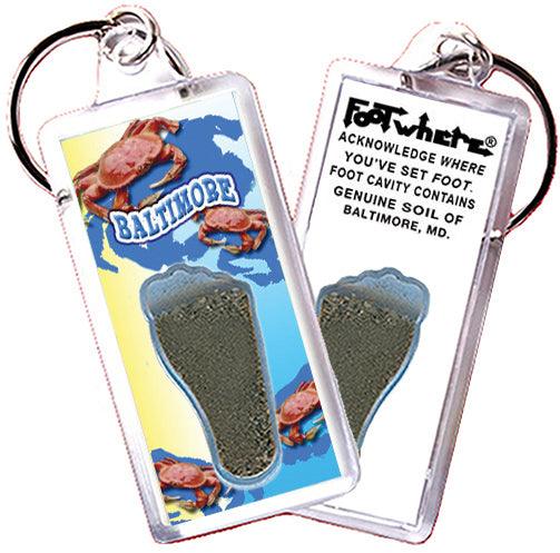 Baltimore FootWhere® Souvenir Keychains. 6 Piece Set. Made in USA-FootWhere® Souvenirs