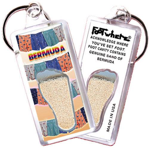 Bermuda FootWhere® Souvenir Keychains. 6 Piece Set. Made in USA-FootWhere® Souvenirs