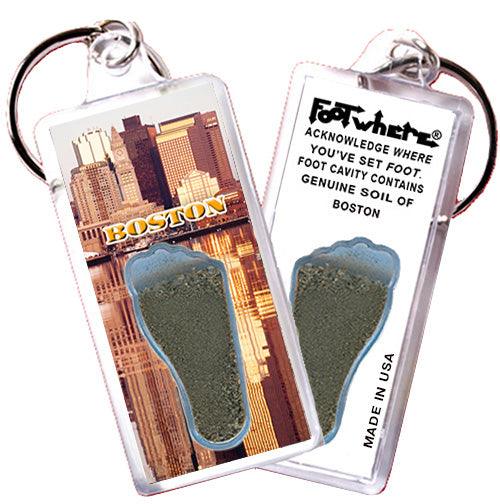 Boston FootWhere® Souvenir Keychains. 6 Piece Set. Made in USA-FootWhere® Souvenirs