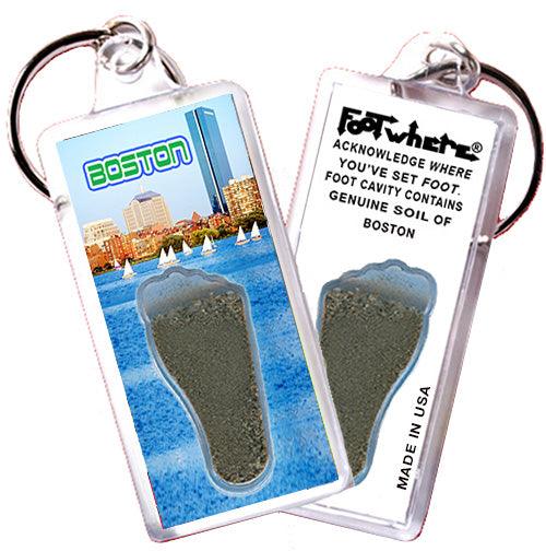 Boston FootWhere® Souvenir Keychains. 6 Piece Set. Made in USA-FootWhere® Souvenirs