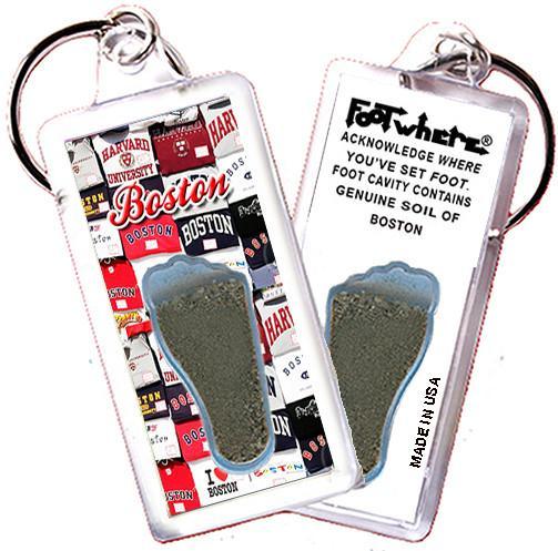 Boston FootWhere® Souvenir Key Chain. Made in USA-FootWhere® Souvenirs