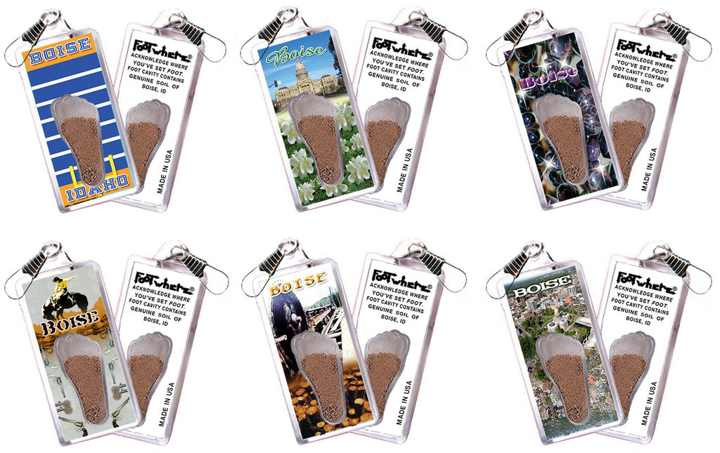 Boise FootWhere® Souvenir Zipper-Pulls. 6 Piece Set. Made in USA-FootWhere® Souvenirs