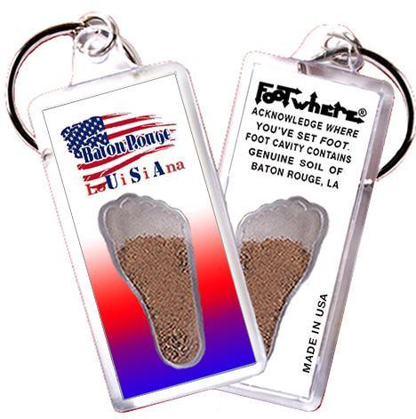 Baton Rouge, LA FootWhere® Souvenir Keychain. Made in USA-FootWhere® Souvenirs