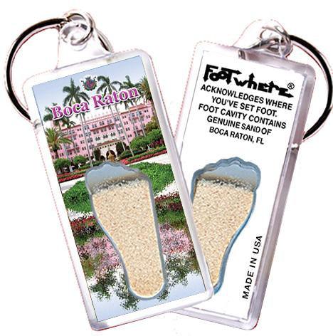 Boca Raton, FL FootWhere® Souvenir Key Chain. Made in USA-FootWhere® Souvenirs