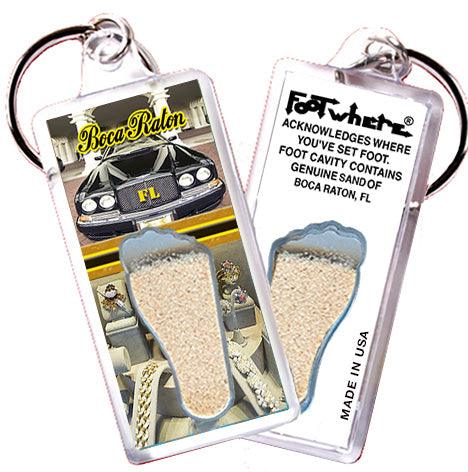 Boca Raton FootWhere® Souvenir Keychains. 6 Piece Set. Made in USA-FootWhere® Souvenirs