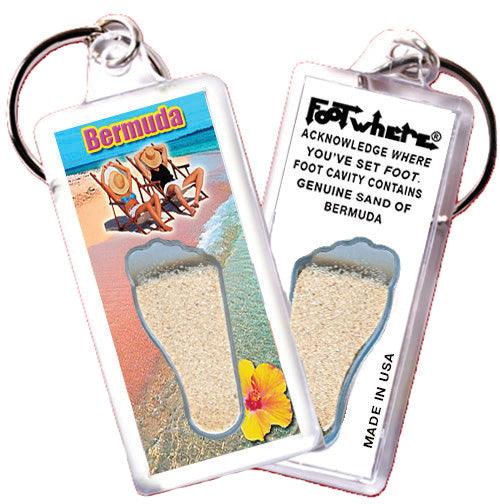 Bermuda FootWhere® Souvenir Keychains. 6 Piece Set. Made in USA-FootWhere® Souvenirs
