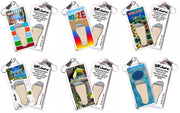 Belize FootWhere® Souvenir Zipper-Pulls. 6 Piece Set. Made in USA - FootWhere® Souvenir Shop