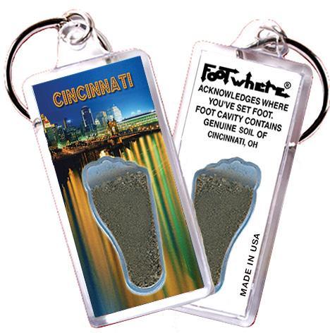 Cincinnati FootWhere® Souvenir Keychain. Made in USA-FootWhere® Souvenirs