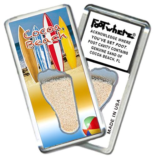 Cocoa Beach FootWhere® Souvenir Fridge Magnets. 6 Piece Set. Made in USA-FootWhere® Souvenirs