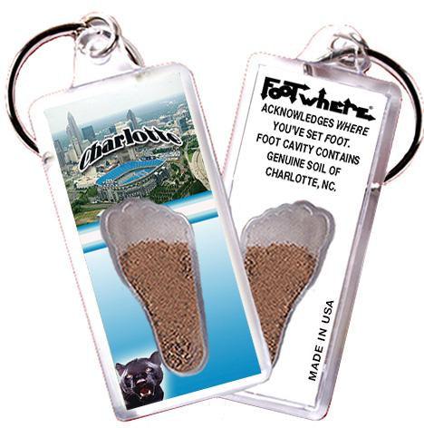 Charlotte FootWhere® Souvenir Keychain. Made in USA-FootWhere® Souvenirs