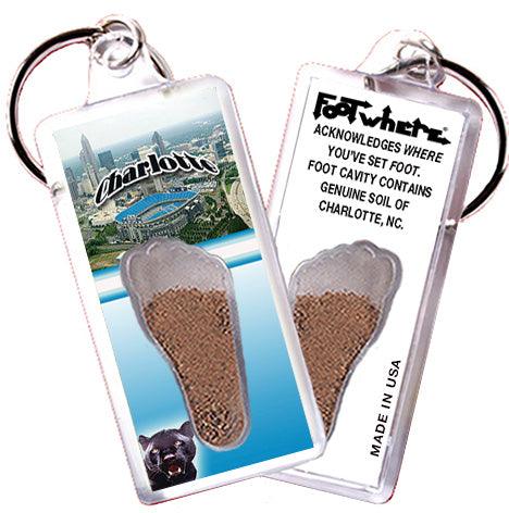 Charlotte FootWhere® Souvenir Keychains. 6 Piece Set. Made in USA-FootWhere® Souvenirs