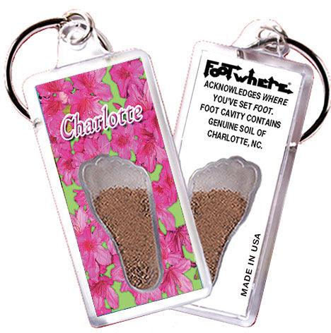 Charlotte FootWhere® Souvenir Keychains. 6 Piece Set. Made in USA-FootWhere® Souvenirs