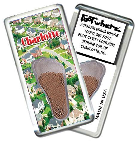 Charlotte FootWhere® Souvenir Magnet. Made in USA-FootWhere® Souvenirs