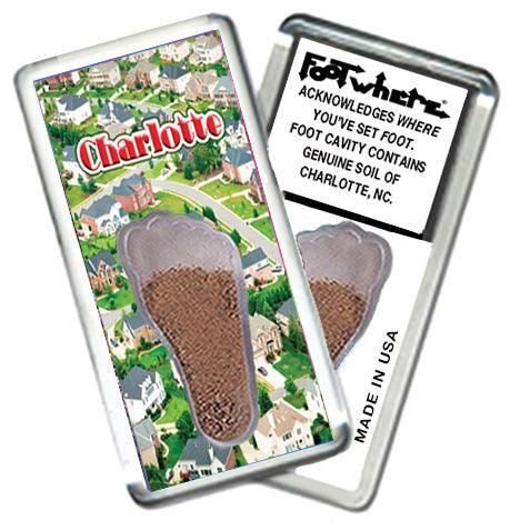Charlotte FootWhere® Souvenir Fridge Magnets. 6 Piece Set. Made in USA-FootWhere® Souvenirs