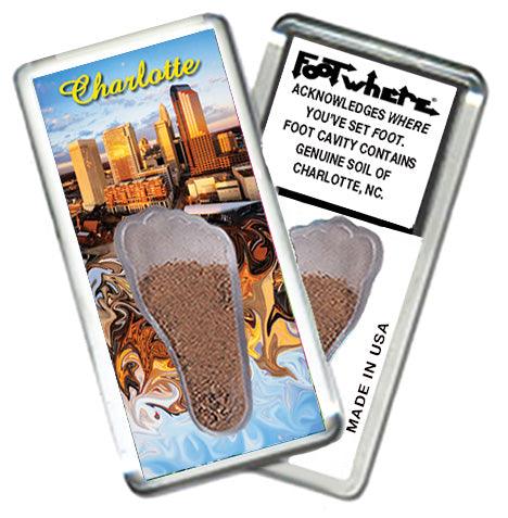 Charlotte FootWhere® Souvenir Fridge Magnets. 6 Piece Set. Made in USA-FootWhere® Souvenirs