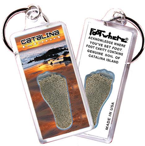 Catalina Island FootWhere® Souvenir Keychains. 6 Piece Set. Made in USA-FootWhere® Souvenirs