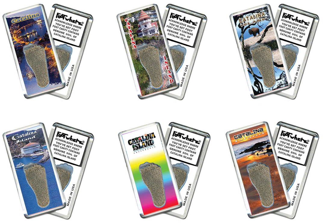 Catalina Island FootWhere® Souvenir Fridge Magnets. 6 Piece Set. Made in USA-FootWhere® Souvenirs