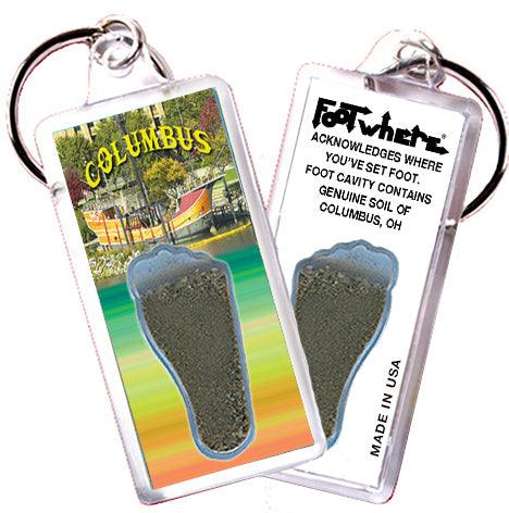 Columbus FootWhere® Souvenir Keychains. 6 Piece Set. Made in USA-FootWhere® Souvenirs