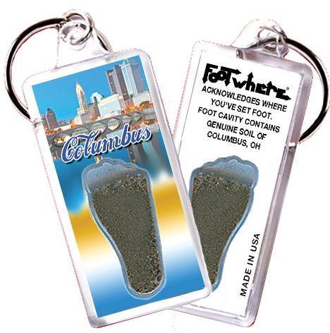 Columbus, OH FootWhere® Souvenir Keychain. Made in USA-FootWhere® Souvenirs
