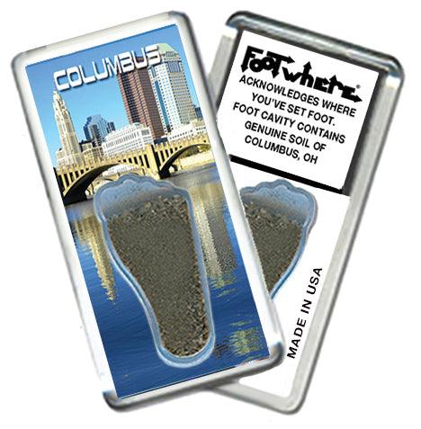 Columbus FootWhere® Souvenir Fridge Magnets. 6 Piece Set. Made in USA-FootWhere® Souvenirs