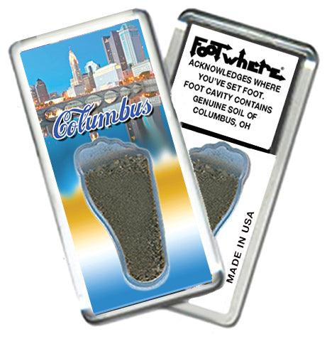 Columbus FootWhere® Souvenir Fridge Magnets. 6 Piece Set. Made in USA-FootWhere® Souvenirs