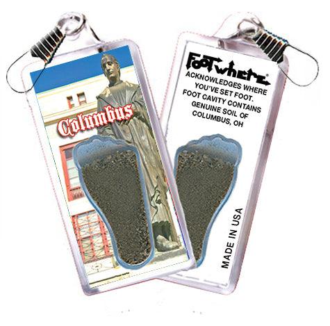 Columbus FootWhere® Souvenir Zipper-Pulls. 6 Piece Set. Made in USA-FootWhere® Souvenirs