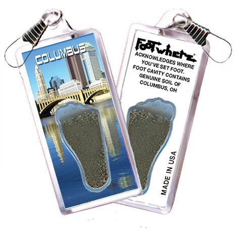 Columbus FootWhere® Souvenir Zipper-Pulls. 6 Piece Set. Made in USA-FootWhere® Souvenirs