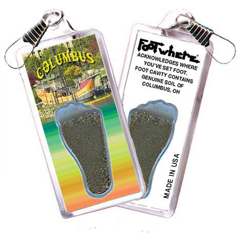 Columbus FootWhere® Souvenir Zipper-Pulls. 6 Piece Set. Made in USA-FootWhere® Souvenirs