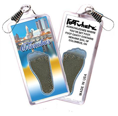 Columbus FootWhere® Souvenir Zipper-Pulls. 6 Piece Set. Made in USA-FootWhere® Souvenirs