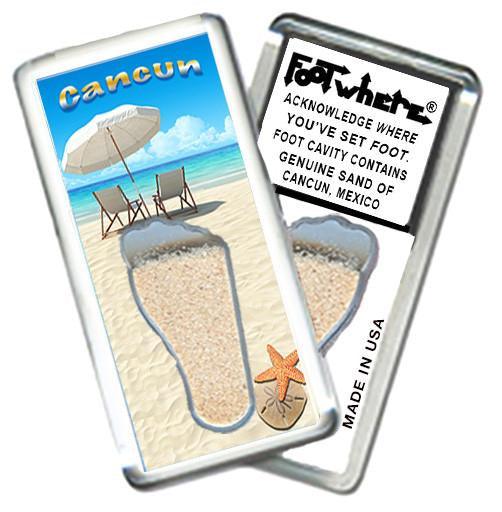 Cancun FootWhere® Souvenir Fridge Magnet. Made in USA-FootWhere® Souvenirs