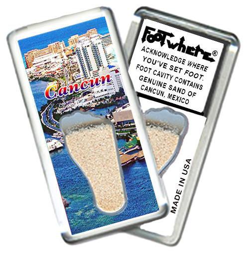 Cancun FootWhere® Souvenir Fridge Magnet. Made in USA-FootWhere® Souvenirs