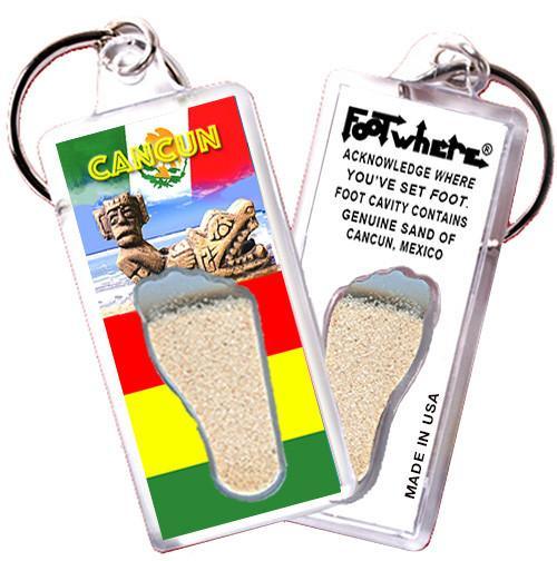 Cancun FootWhere® Souvenir Keychain. Made in USA-FootWhere® Souvenirs